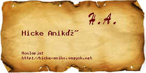 Hicke Anikó névjegykártya